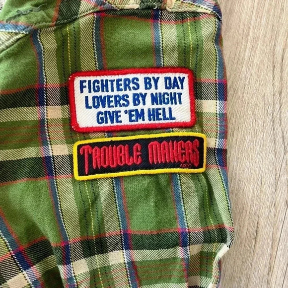 Mens Akoo Green Plaid Button Up with Patches - XL - Picture 9 of 10